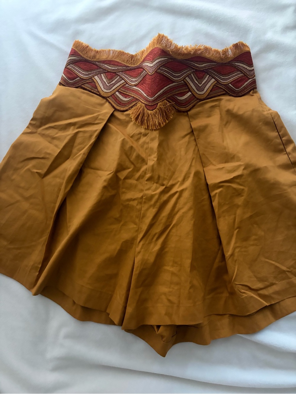 Andrea Iyamah Mustard shorts with Textured Trim
